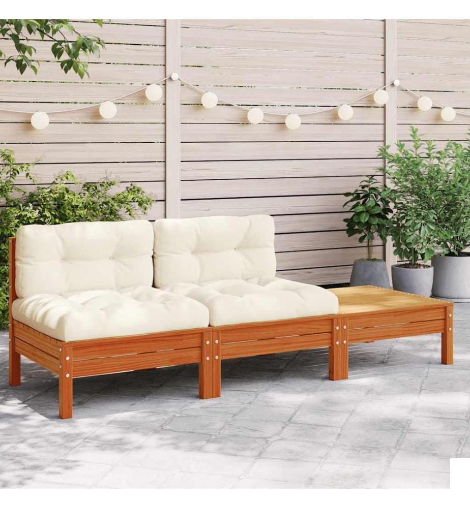 Canapé de jardin avec coussins et repose-pied 2 places
