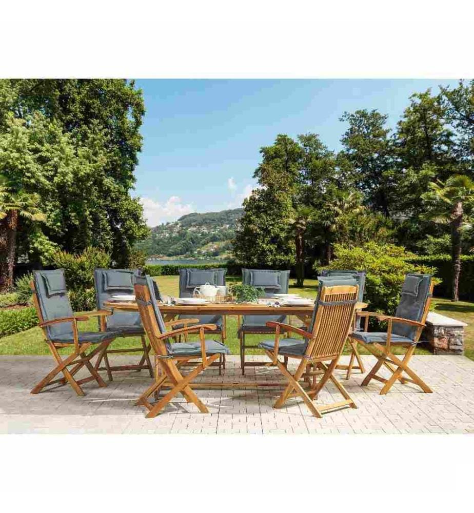 Lot de 8 Coussins d'Assise en Tissu Polyester Gris Graphite avec Rembourrage en Mousse pour Chaises de Jardin Modernes