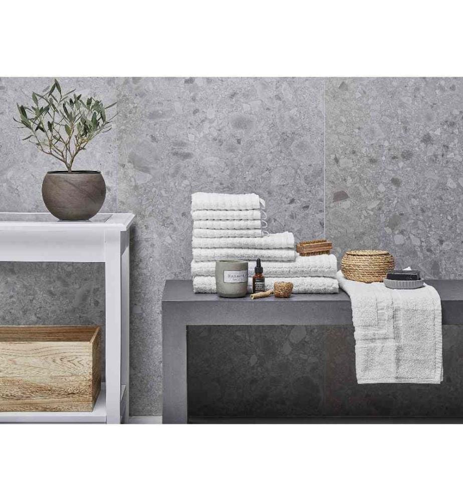 Ensemble Linge de Bain 9 Pièces Serviette d'Invité Essuie-main Draps de Bain et Tapis en Coton Blanc à Séchage Rapide Moelleux et Absobant