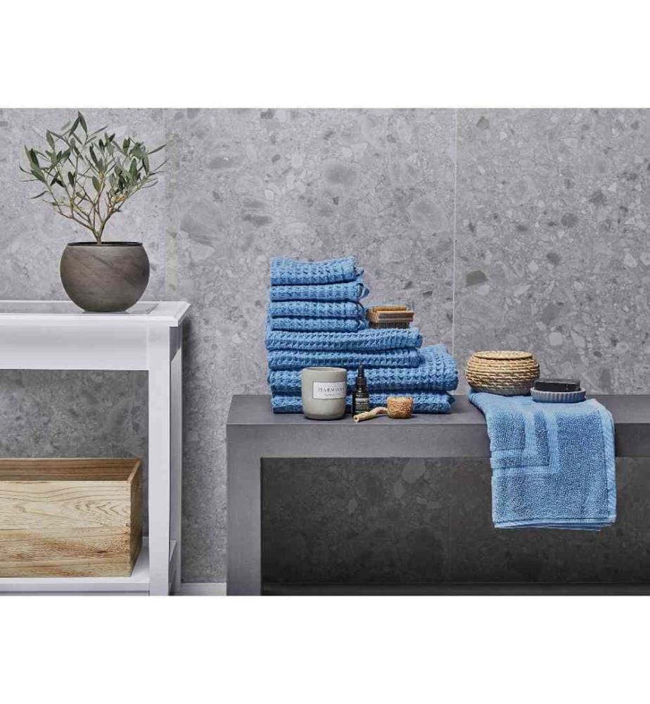 Ensemble 9 Serviettes de Bain en Coton Bleu à Séchage Rapide Ultra Moelleux Absobant et Doux au Toucher