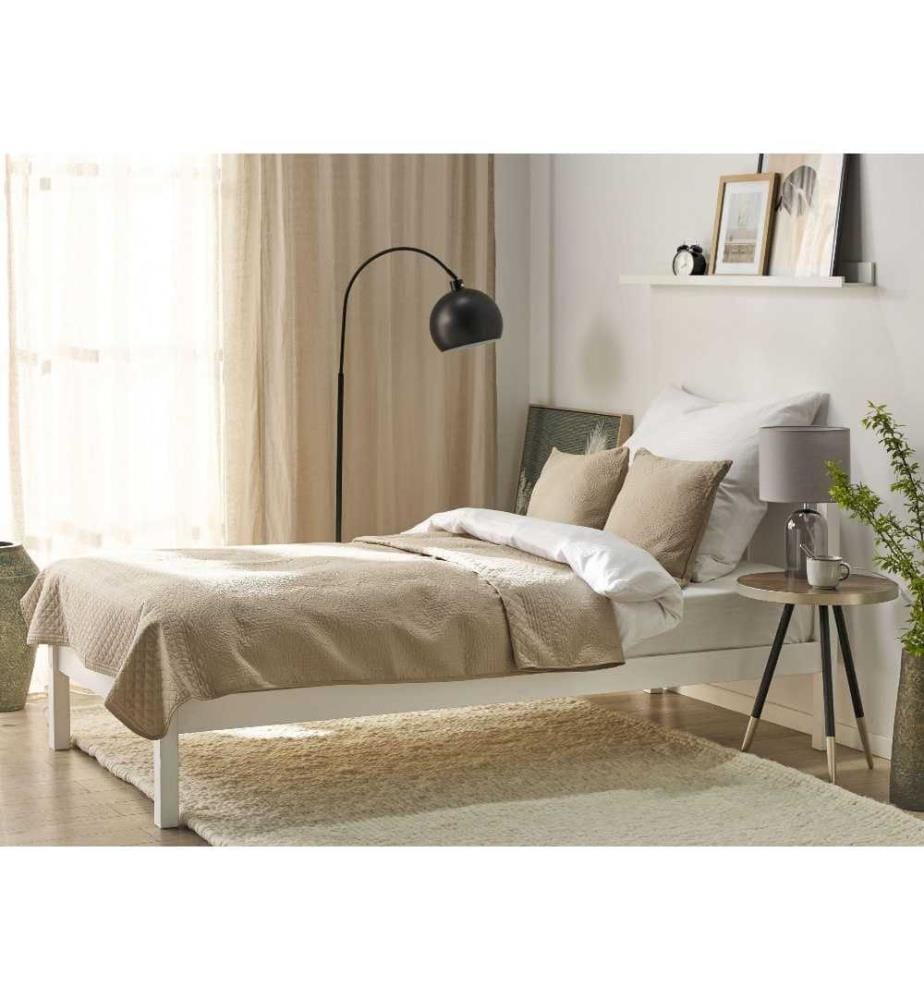 Couvre-lit en Polyester Taupe 140 x 210 cm avec Deux Coussins Motif Gaufré Linge de lit Design Classique Chambre à coucher