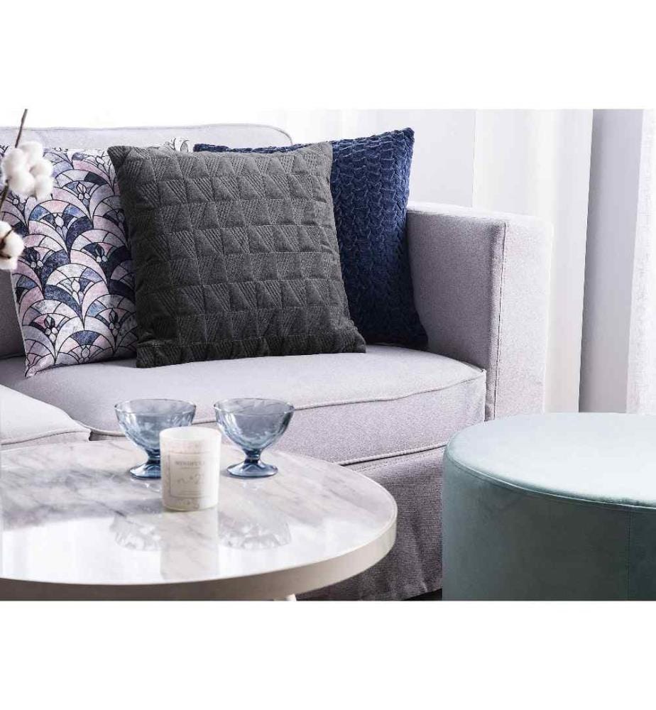 Coussin Décoratif Gris Foncé en Velours Matelassé 45 x 45 cm pour Style Scandinave, Moderne ou Rétro