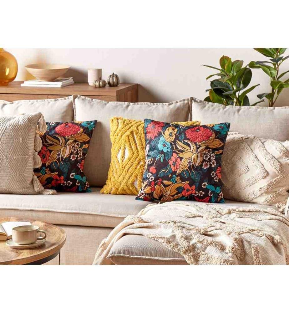 Coussins Multicolores en Velours 45 x 45 cm Décoratif à Motif de Fleurs pour Salon et Chambre Accessoire de Maison Lot de 2