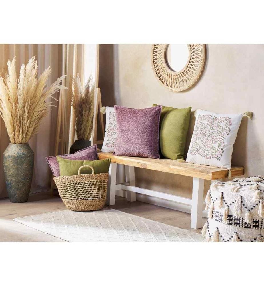 Coussins Décoratifs Lilas en Velours 45 x 45 cm à Motif Floral Accessoire d'Intérieur Rétro Traditionnel Déco de Maison Lot de 2