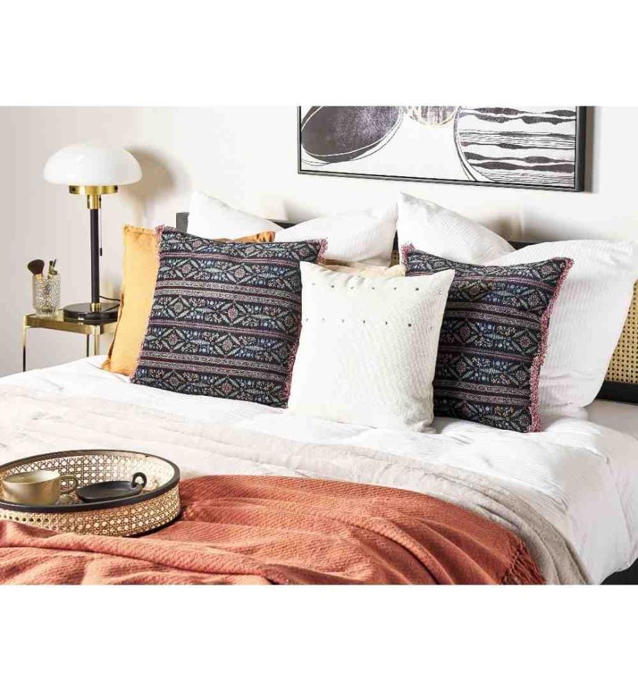 Coussins en Velours à Motif de Fleurs Multicolores 45 x 45 cm Tissu Housse Amovible Accessoires de Décoration Salon Canapé Lot de 2