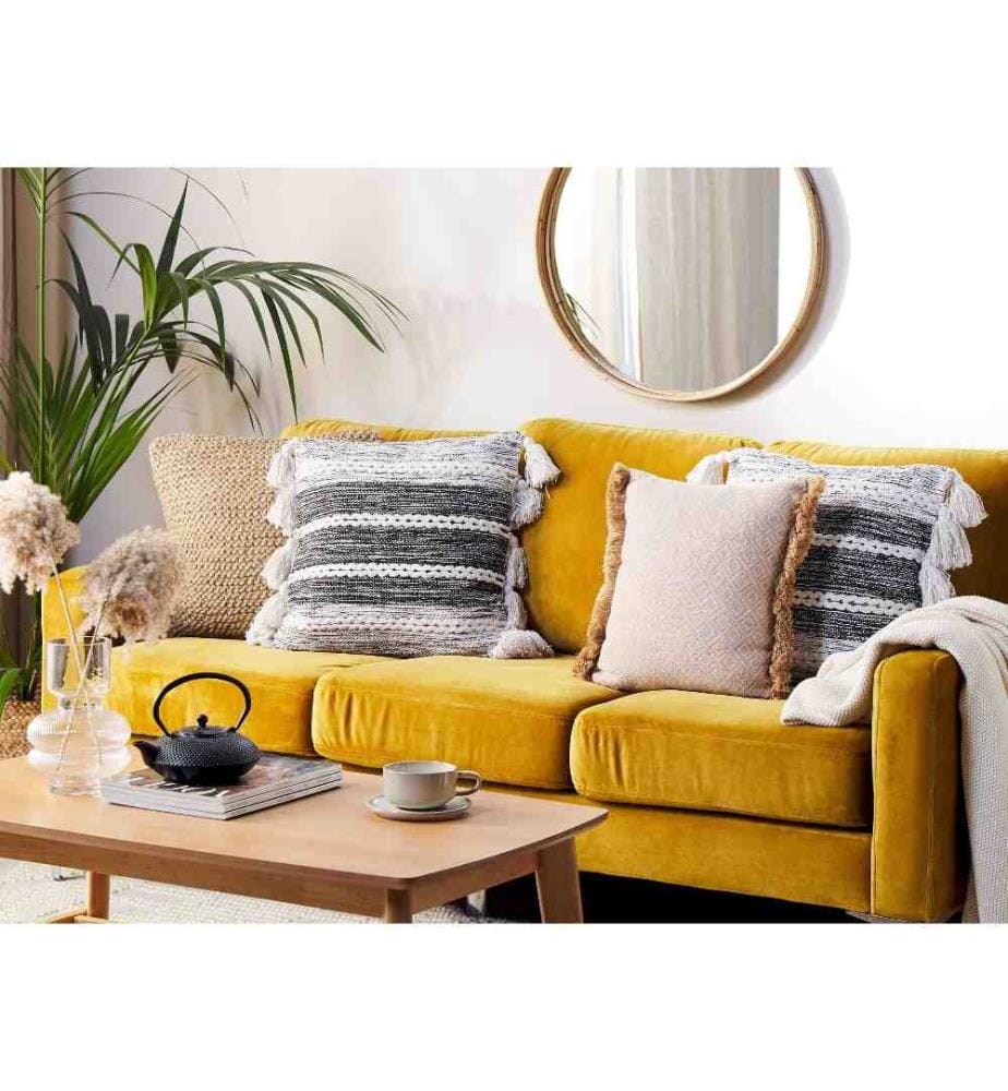 Coussin Décoratif Noir et Blanc en Coton 45 x 45 cm Fabriqué à la Main Accessoire Maison Intérieur Très Doux