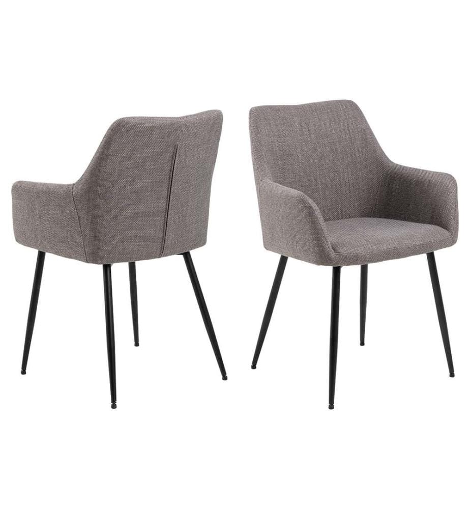 Lot de 2 Chaises de Salon avec bras Gris Brun - Box 2 Pieces