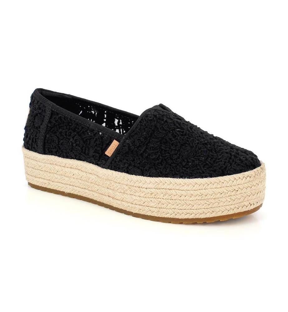 Espadrilles Valencia Platform Natural Crochet Lace - Noir