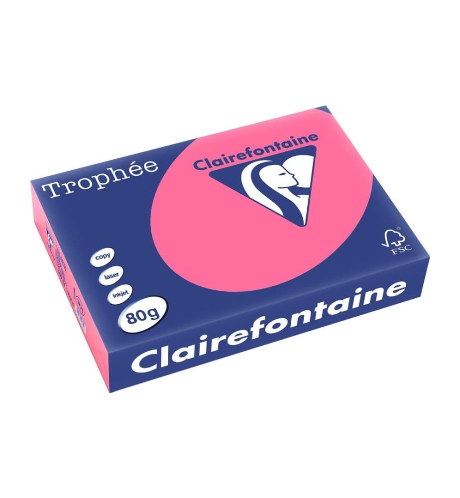 CLAIREFONTAINE - Papier pour photocopie Trophée Colored Copy FSC A4, Fuchsia, 80 g/m²