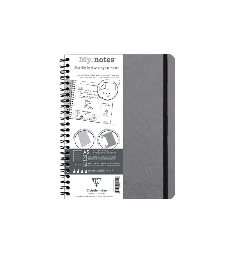 CLAIREFONTAINE - Bloc-notes AgeBag A5+, dotted, gris
