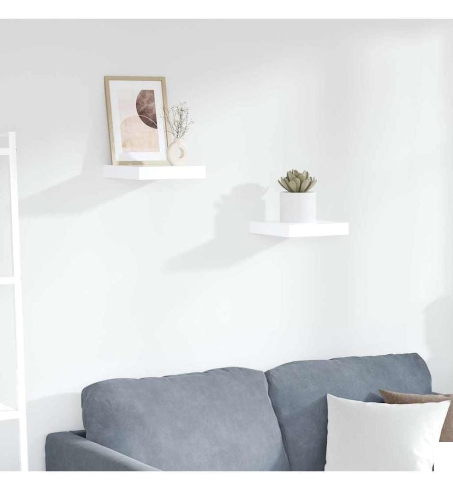 Étagère murale flottante 2 pcs Blanc brillant 23x23,5x3,8cm MDF