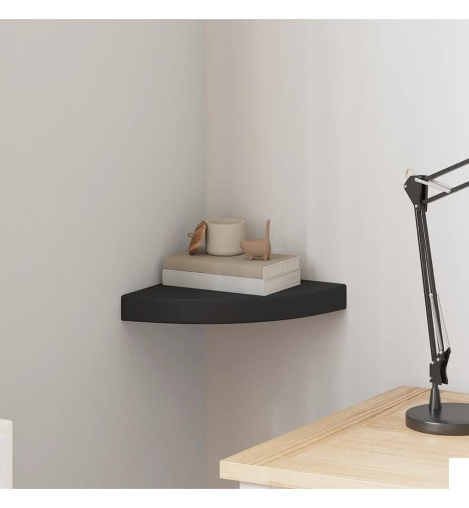 Étagère d'angle flottante noir 25x25x3,8 cm MDF