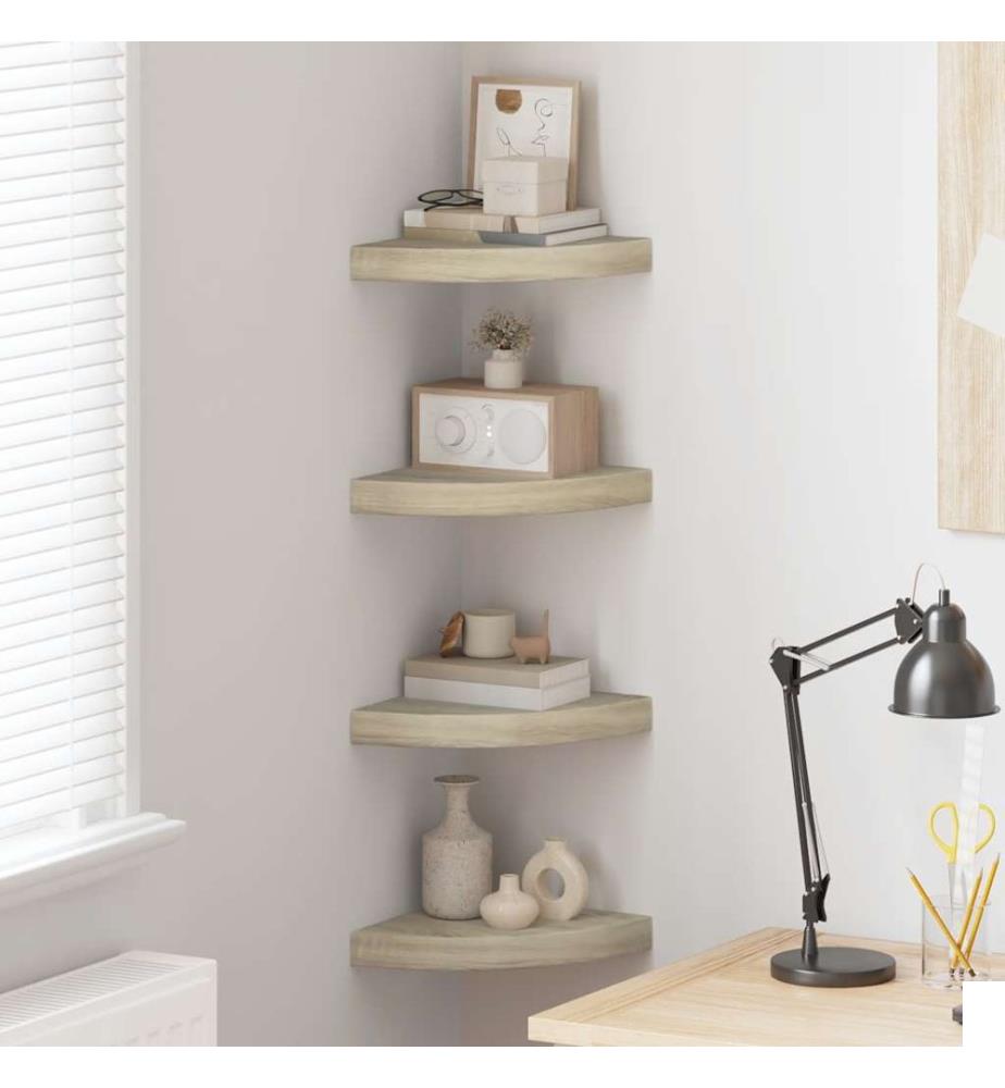 Étagères d'angle flottantes 4 pcs chêne 25x25x3,8 cm MDF