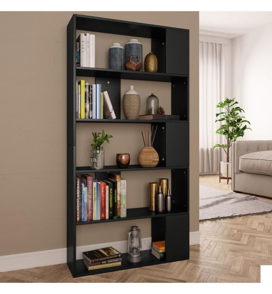Bibliothèque/Séparateur de pièce Noir Bois dingénierie