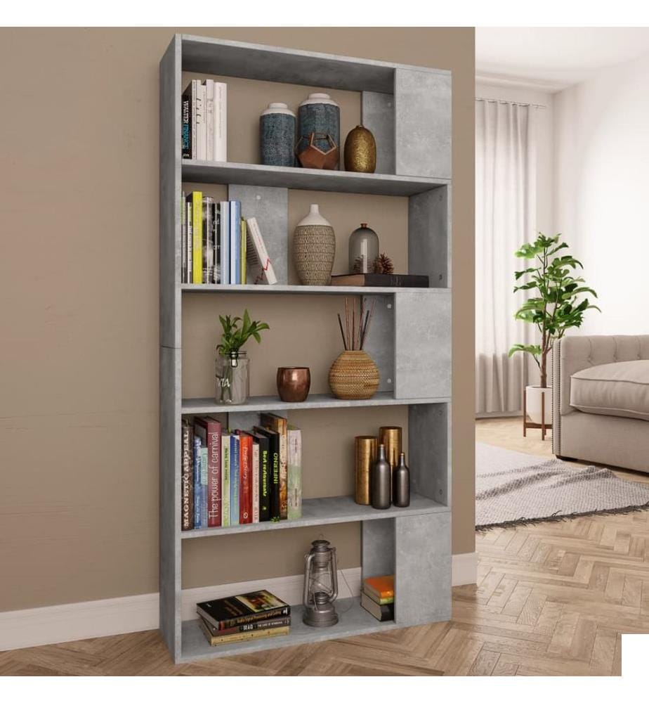 Bibliothèque/Séparateur de pièce Gris béton Bois dingénierie