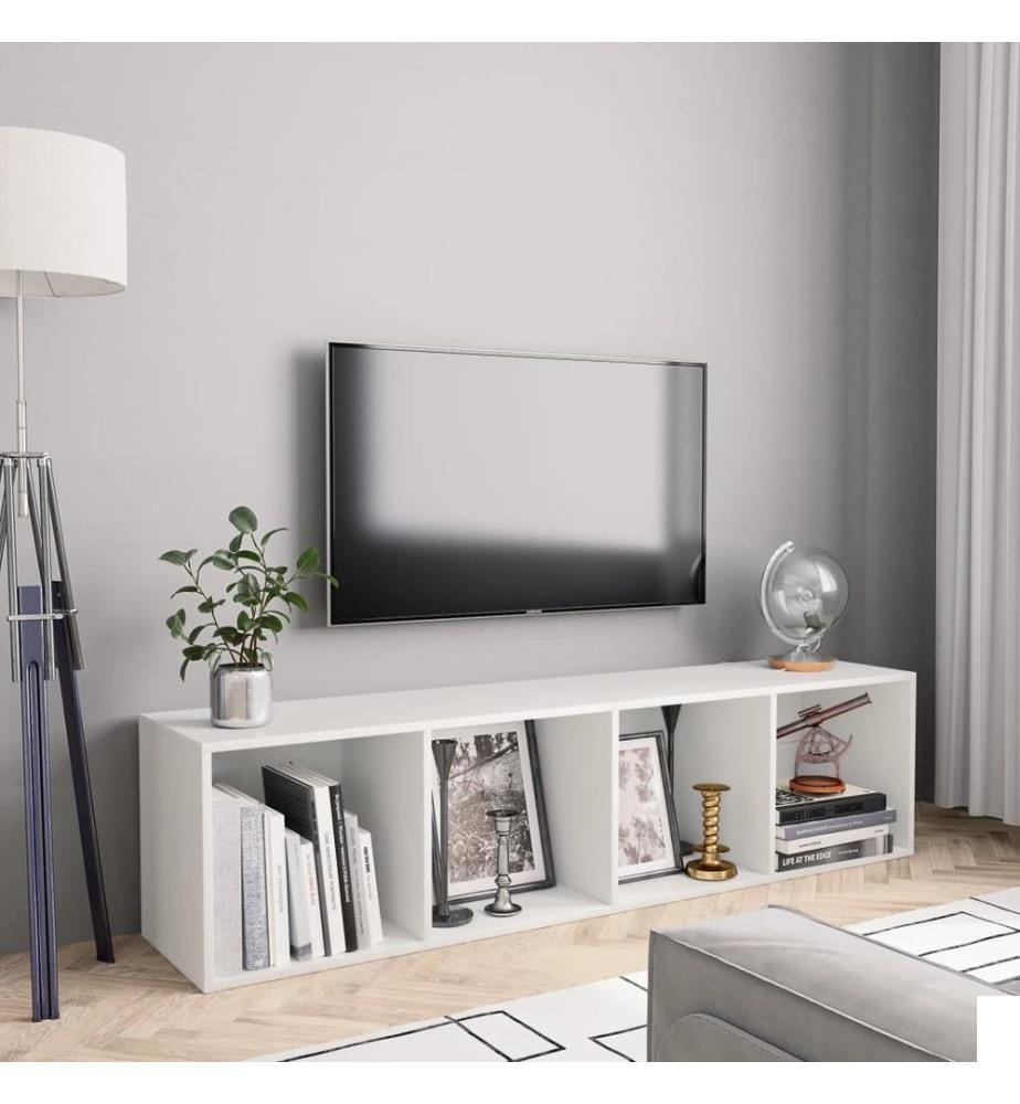 Bibliothèque/Meuble TV Blanc 143x30x36 cm