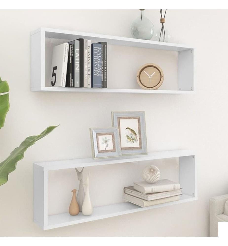 Étagères cube murales 2 pcs blanc 100x15x30cm bois d'ingénierie