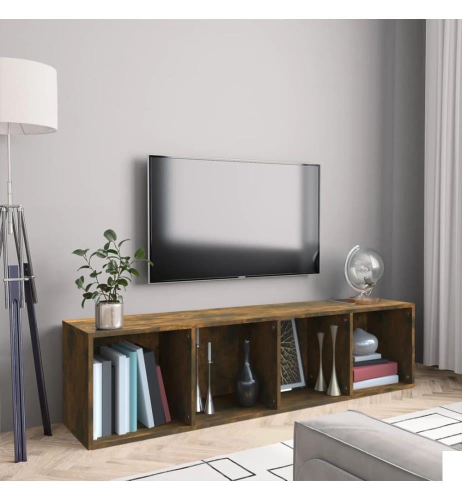 Bibliothèque/Meuble TV Chêne fumé 143x30x36cm Bois d'ingénierie