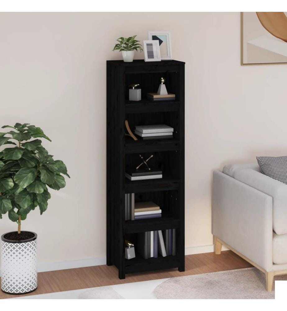Bibliothèque Noir 50x35x154 cm Bois de pin massif