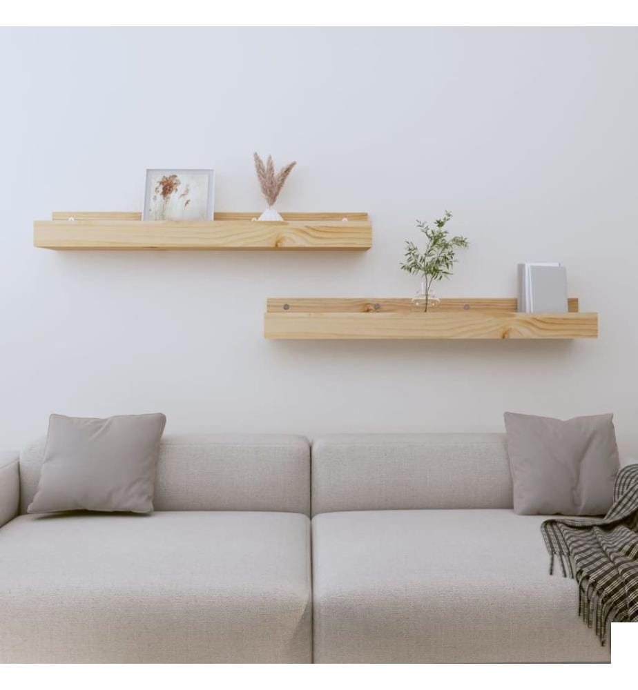 Étagères murales 2 pcs 80x12x9 cm Bois de pin massif