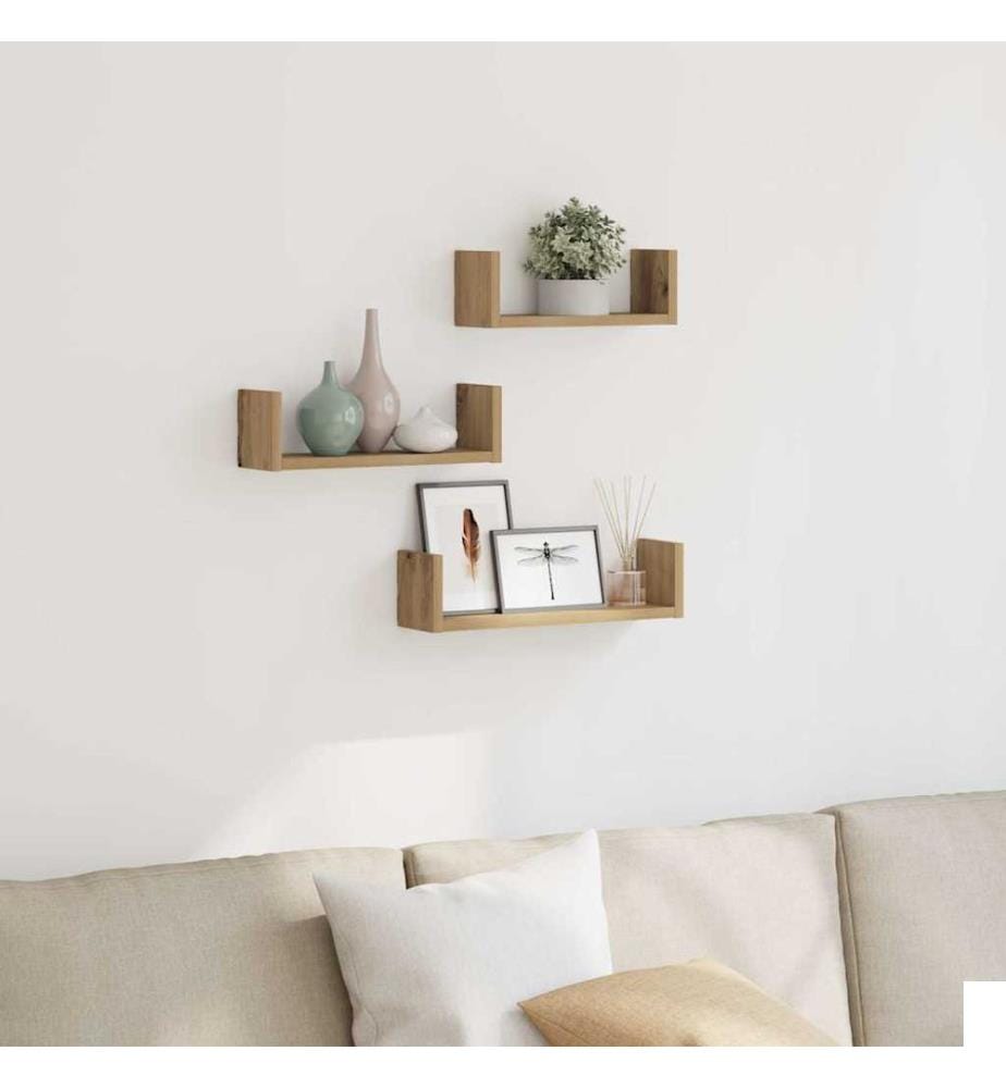 Étagères murales 3 pcs chêne artisanal bois d'ingénierie