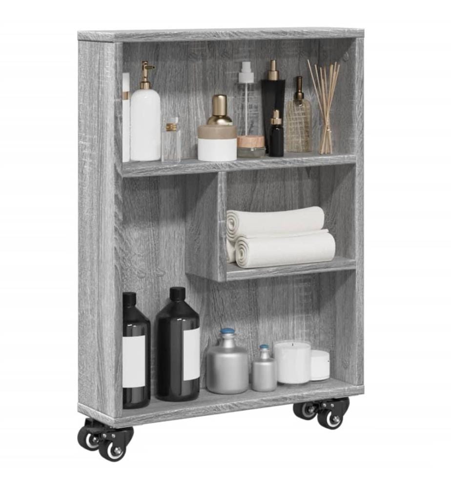 Chariot de rangement étroit sonoma gris bois d'ingénierie