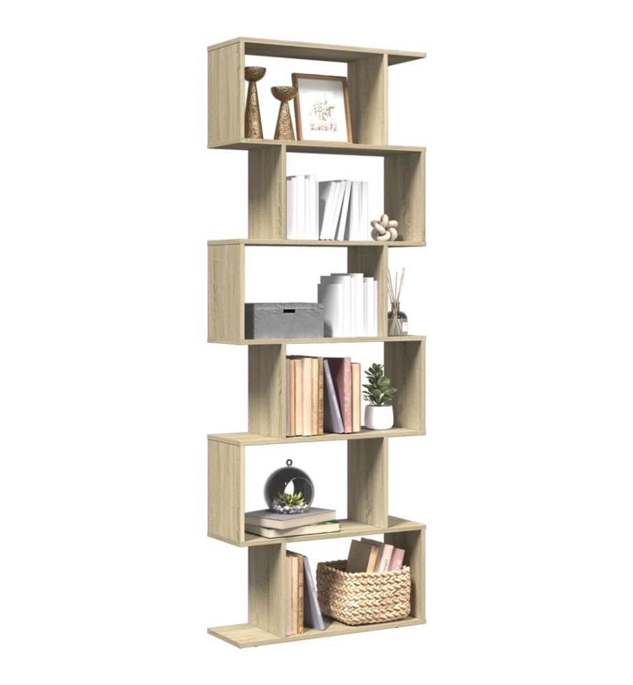 Étagère séparatrice de pièce 6 niveaux chêne sonoma 70x24x193cm