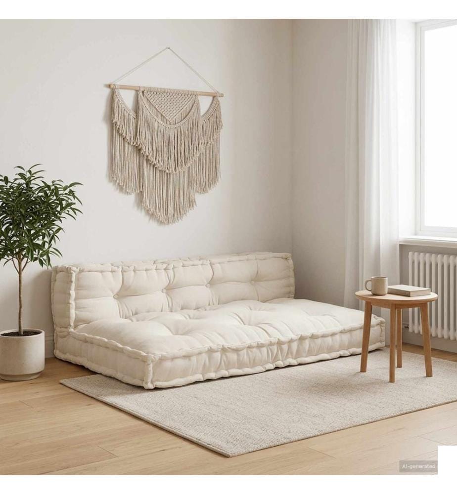 Coussin de canapé sur palette 2 pcs Crème 120 x 80 x 38 cm