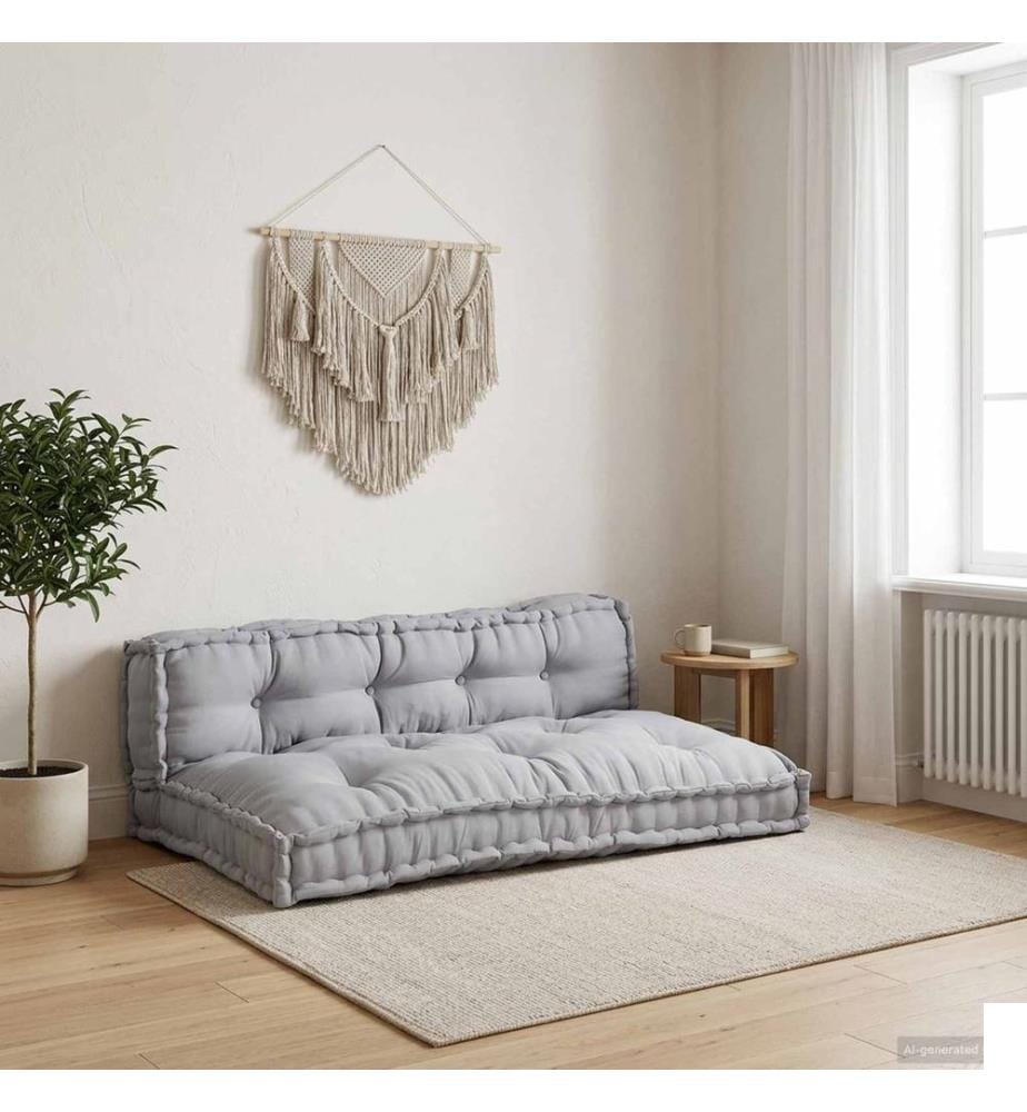 Coussin de canapé sur palette 2 pcs Gris 120 x 80 x 38 cm Tissu