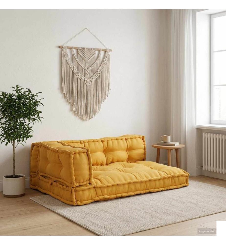 Coussin de canapé sur palette 3 pcs Jaune 120 x 80 x 38 cm