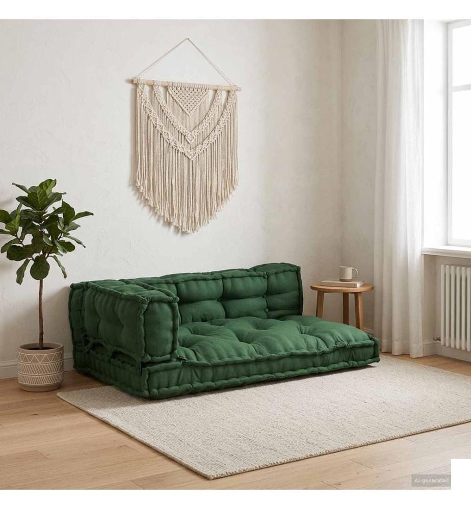 Coussin de canapé sur palette 3 pcs Vert 120 x 80 x 38 cm Tissu