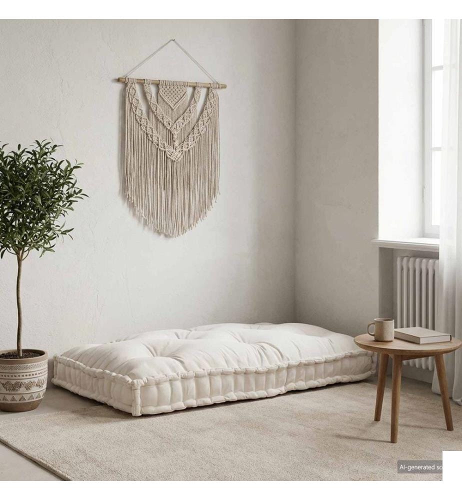 Coussin de canapé sur palette Crème 120 x 80 x 12 cm Tissu