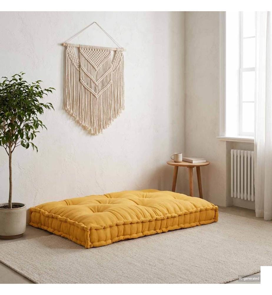 Coussin de canapé sur palette Jaune 120 x 80 x 12 cm Tissu