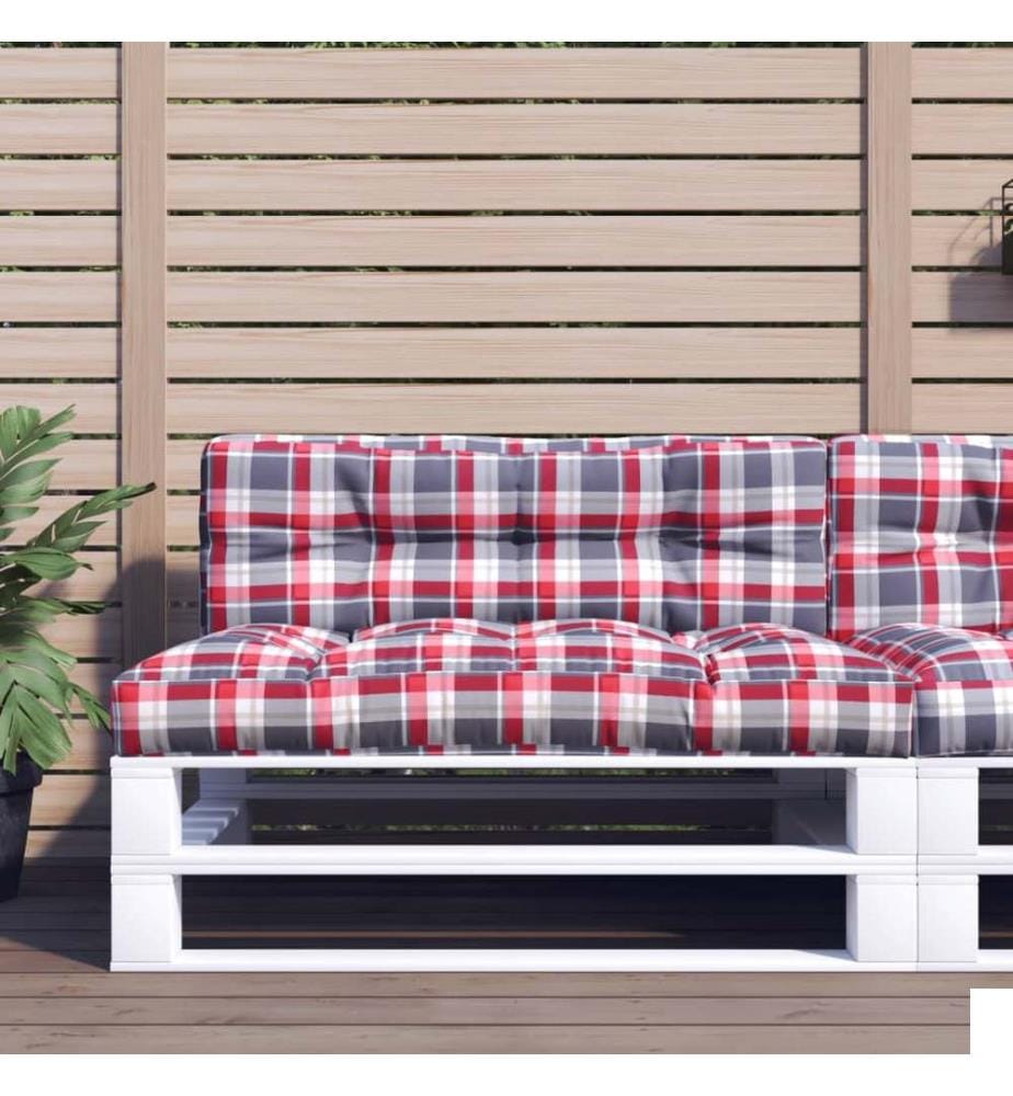 Coussin de palette motif à carreaux rouge 120x40x12 cm tissu
