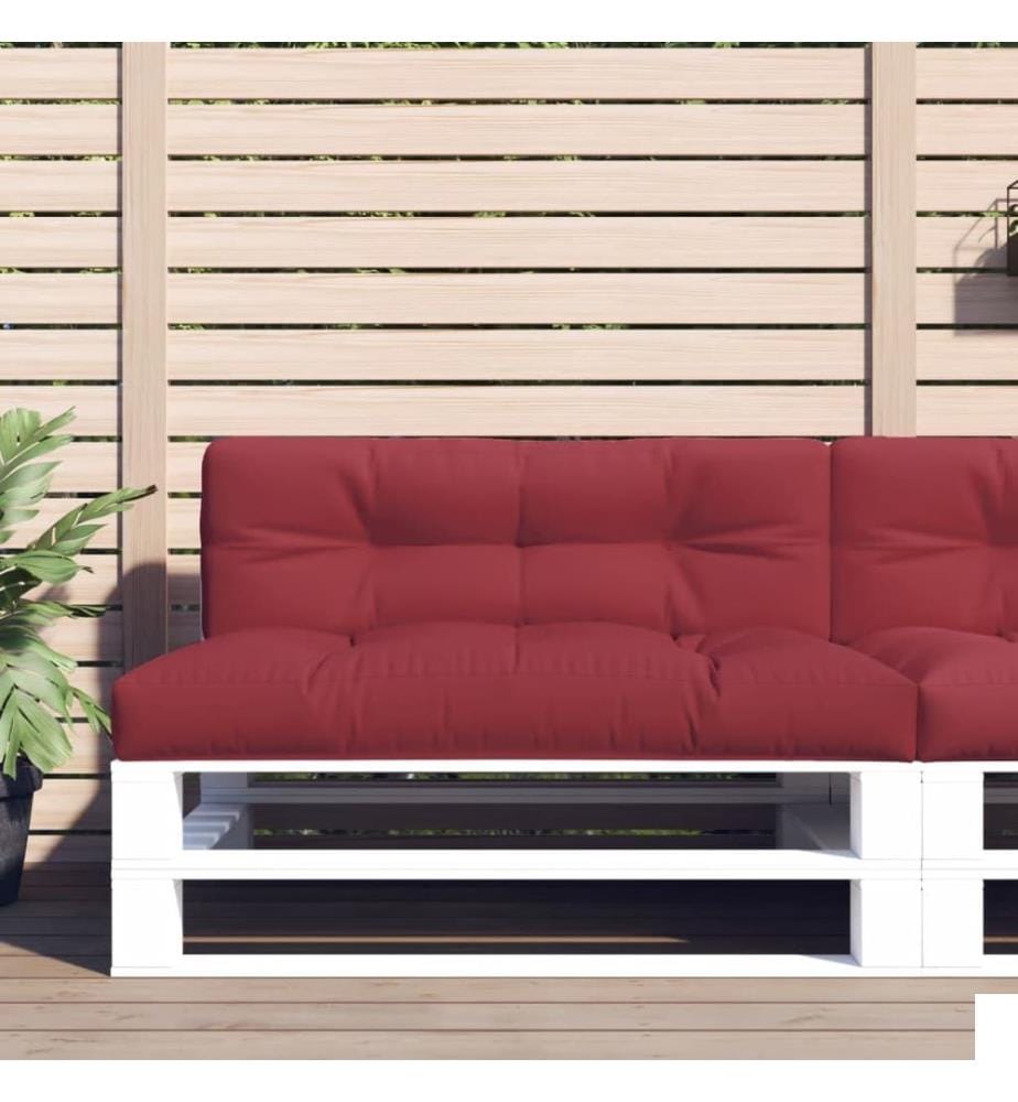 Coussin de palette rouge bordeaux 120x40x12 cm tissu