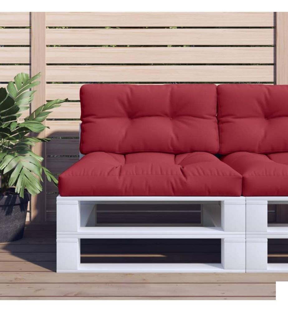 Coussin de palette rouge bordeaux 80x40x12 cm tissu