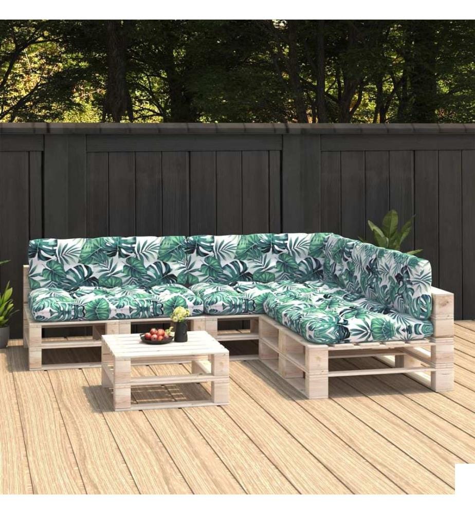 Coussins de canapé palette 7 pcs Motif de feuilles