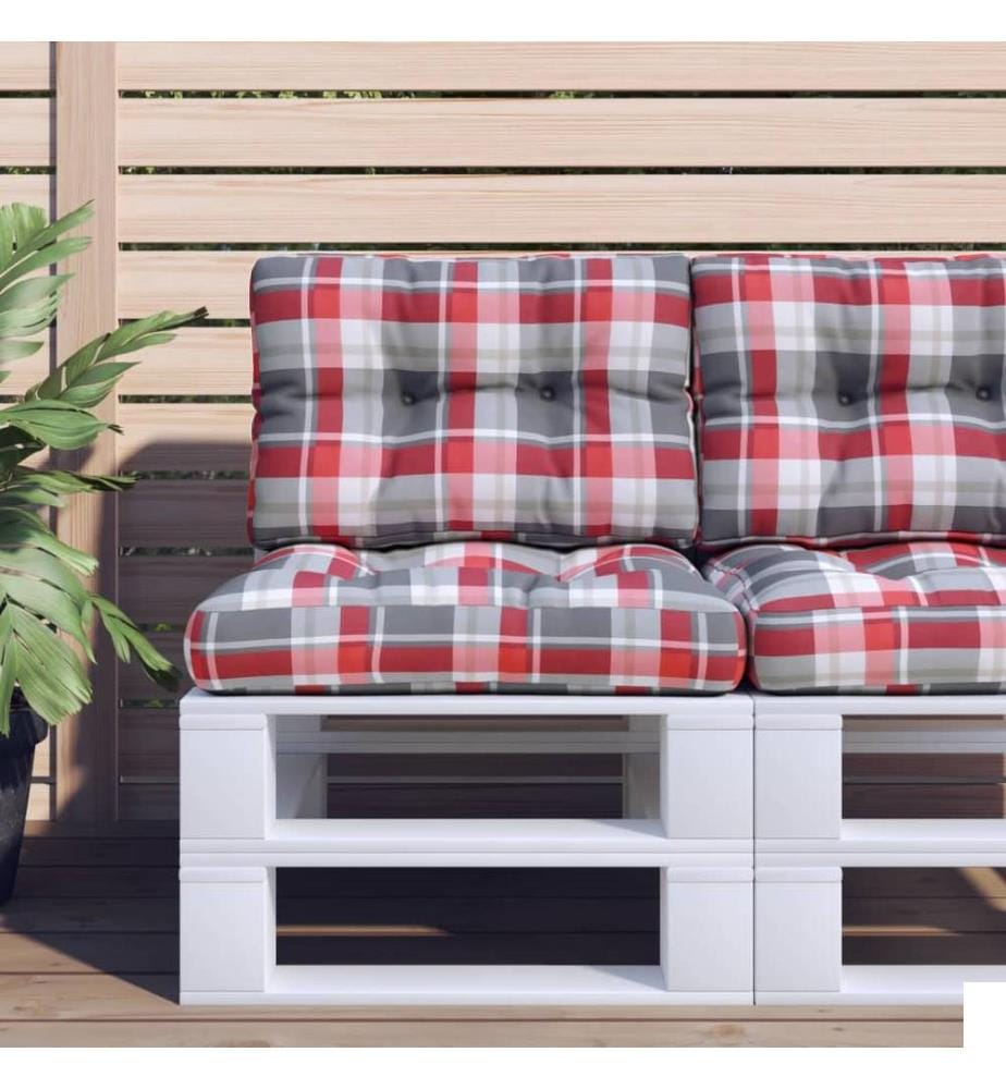 Coussins de palette lot de 2 motif à carreaux rouge tissu