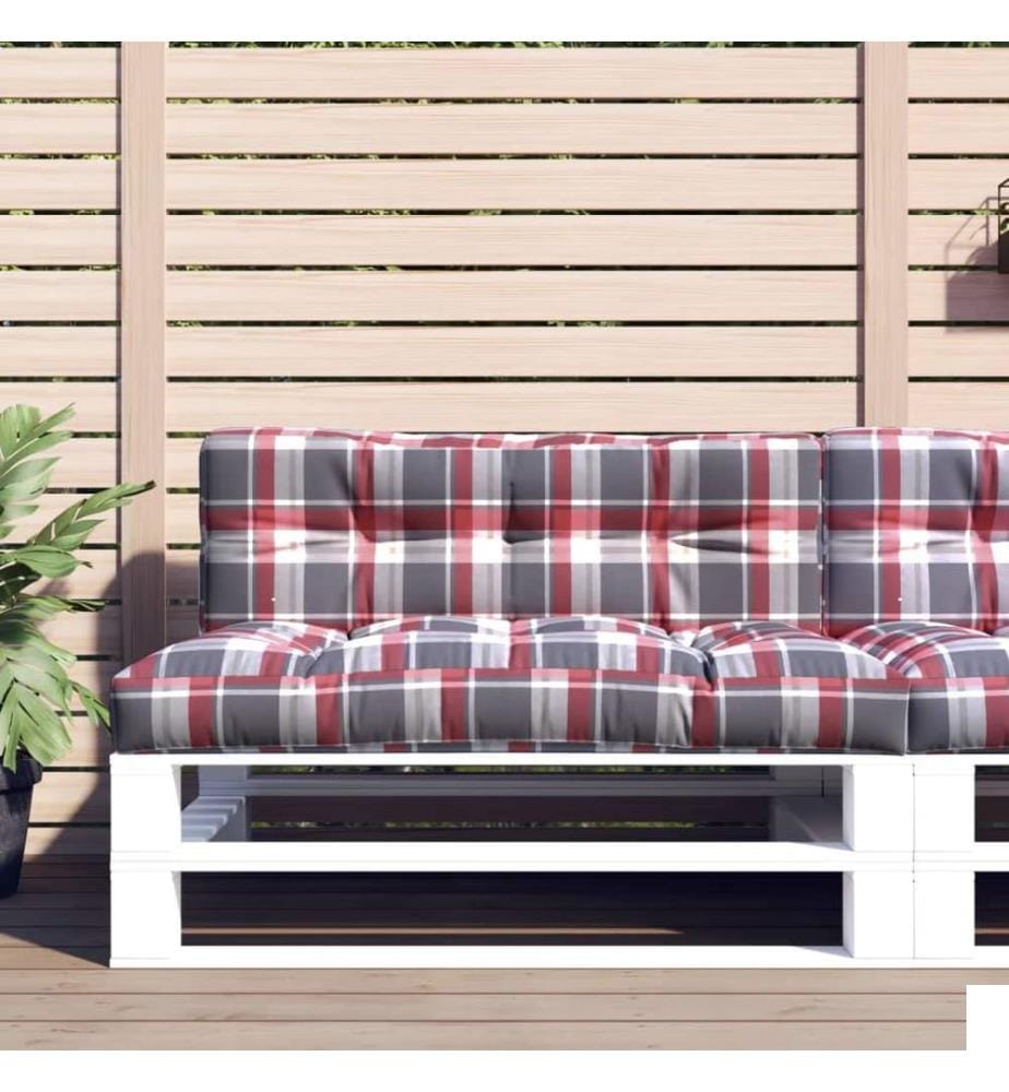 Coussins de palette lot de 2 motif à carreaux rouge tissu