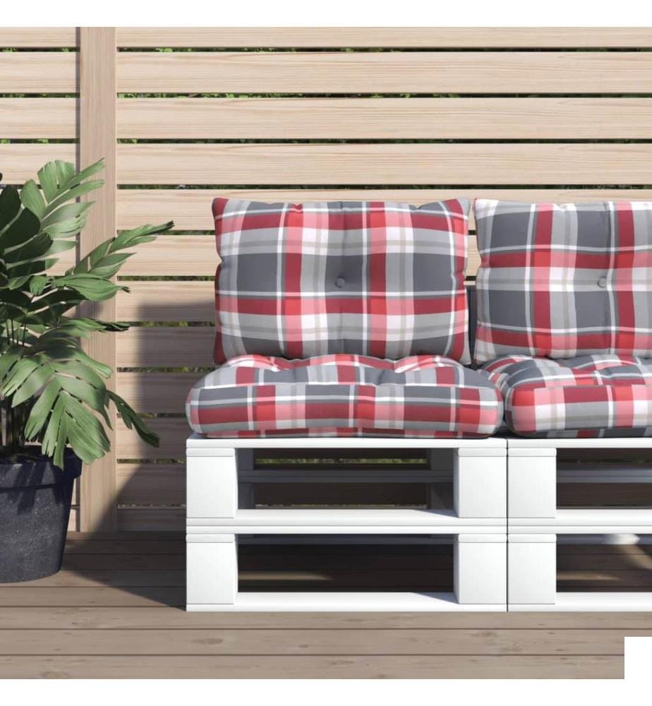 Coussins de palette lot de 2 motif à carreaux rouge tissu