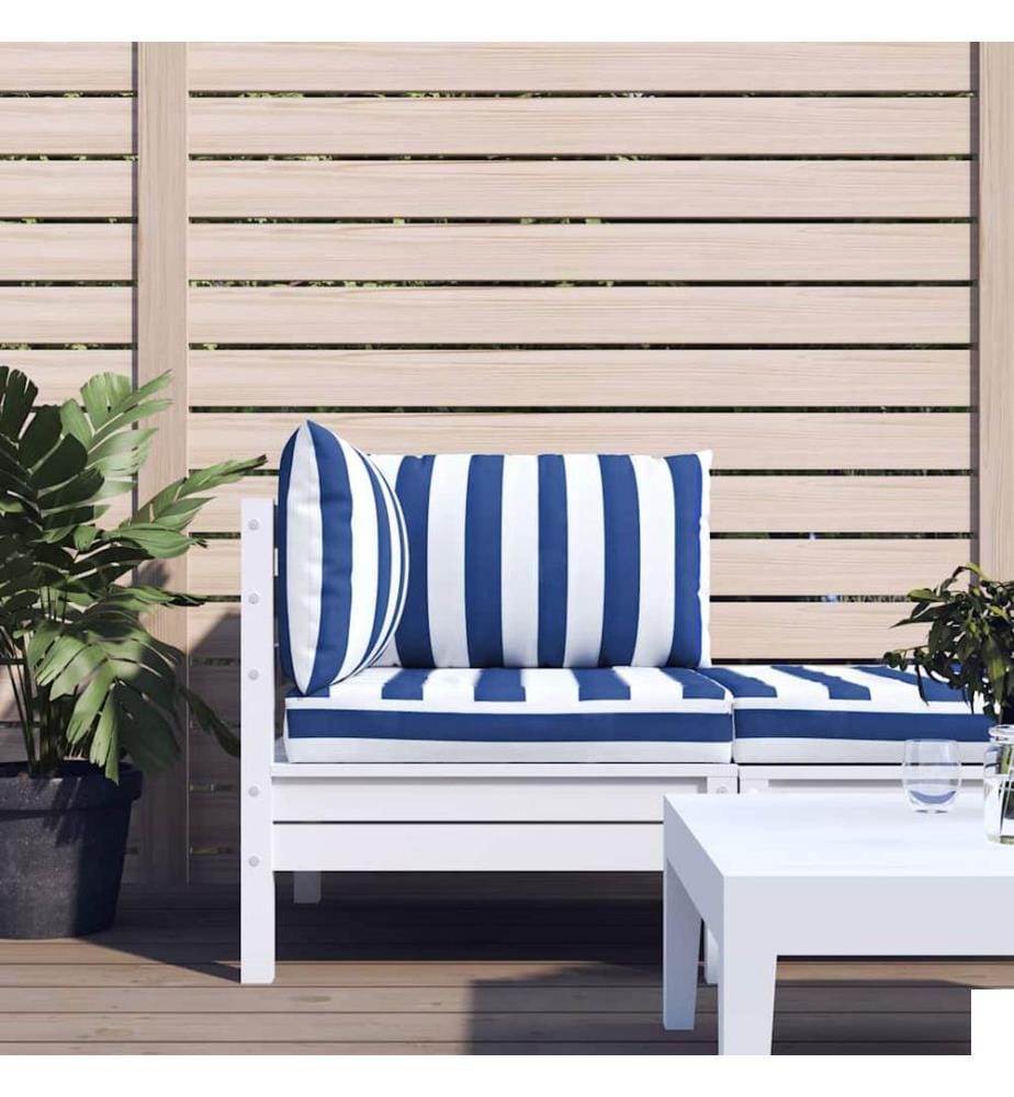 Coussins de palette lot de 3 rayures bleues/blanches