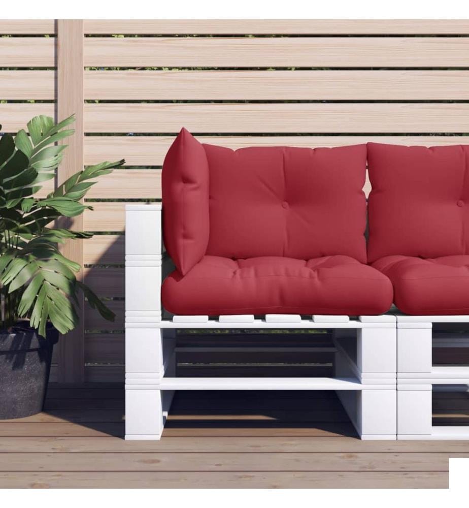 Coussins de palette lot de 3 rouge bordeaux tissu