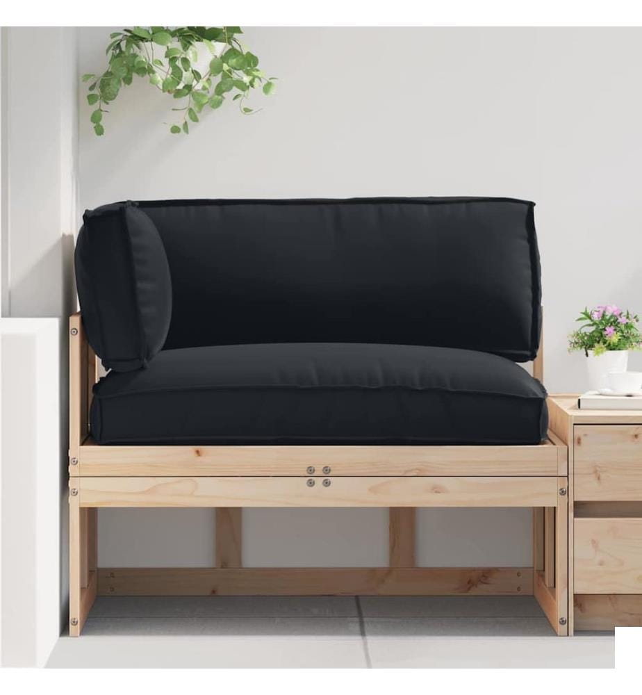 Set de coussins de palette 3 pcs Noir Tissu Oxford