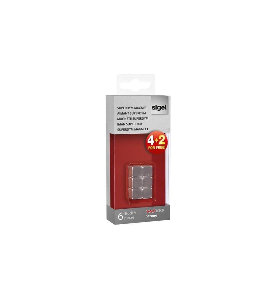 SIGEL - Plaque magnétique Strong Ø 10 x 10 x 10 mm, 6 pièces