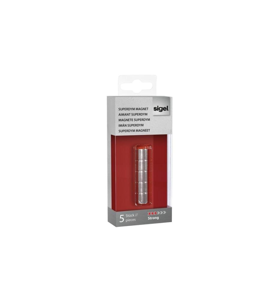 SIGEL - Plaque magnétique Strong Ø 10 x 10 mm, 5 pièces