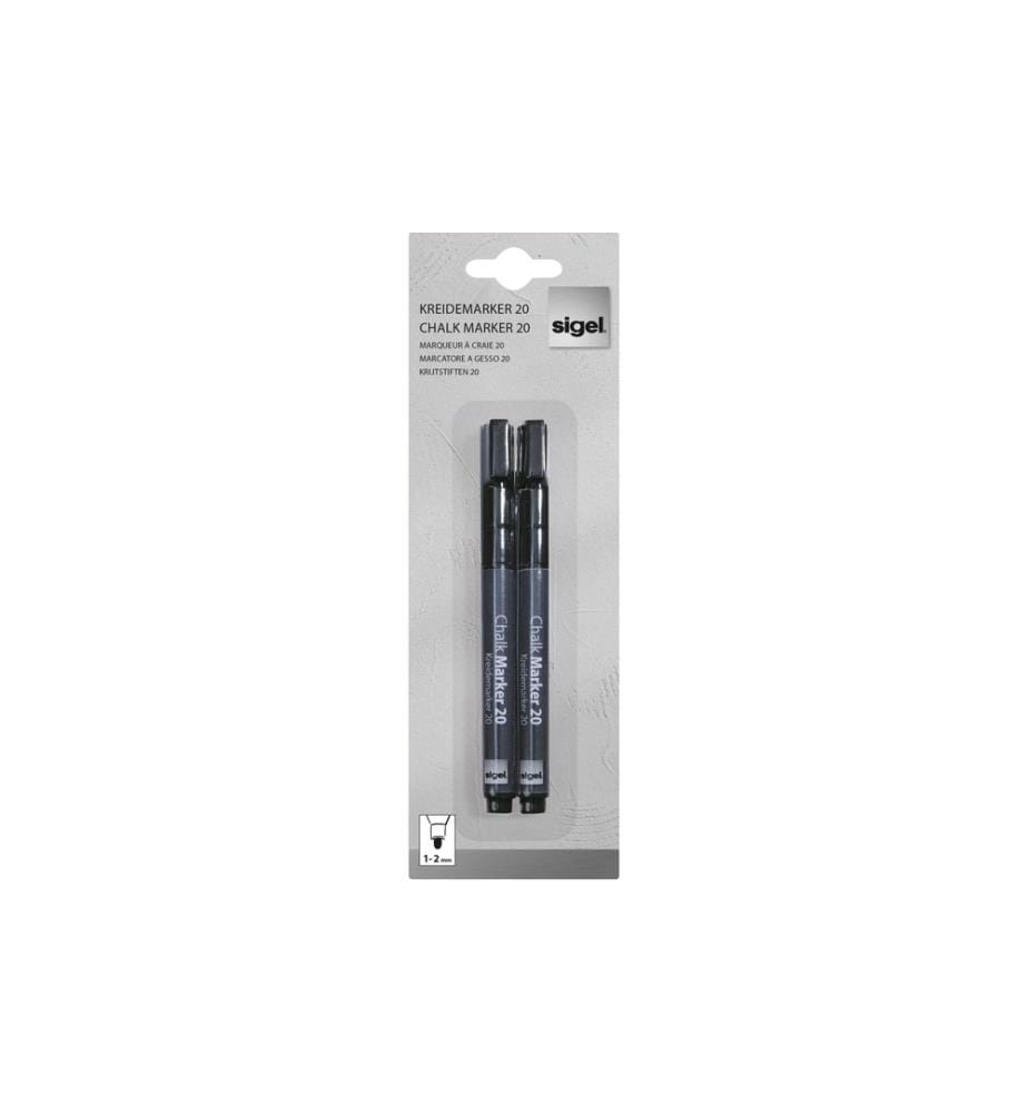 SIGEL - Marqueur craie liquide 20 Pointe ronde, Noir