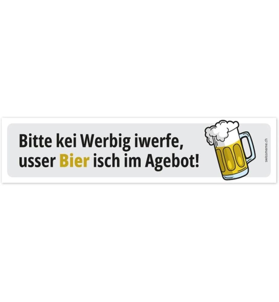 Swissmeme - Autocollant «Kei Werbig, usser Bier! (pas de publicité, pas de bière) 14.8 x 3.5 cm