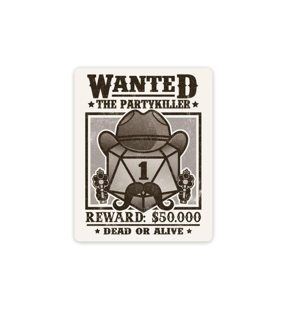 Glass Staff - Autocollant Wanted Party Killer noir/blanc