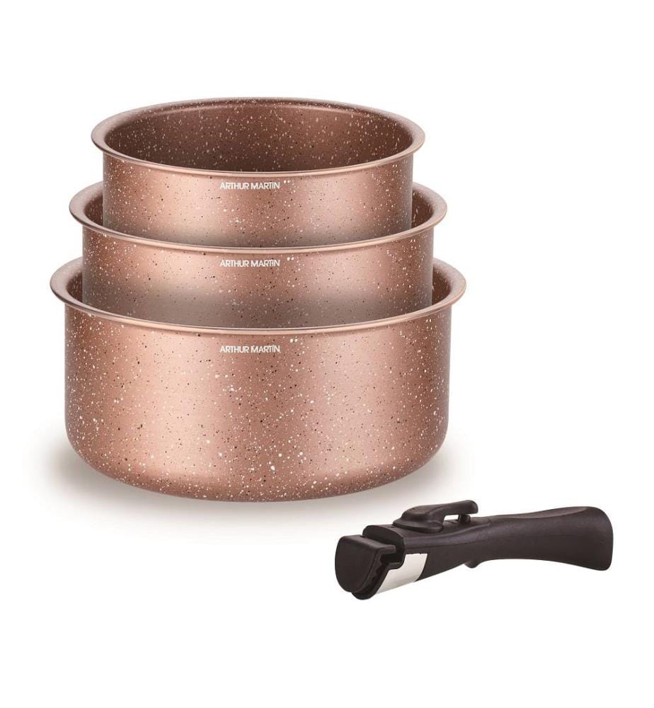 Lot de 3 Casseroles 16-18-20 cm + Poignée Amovible