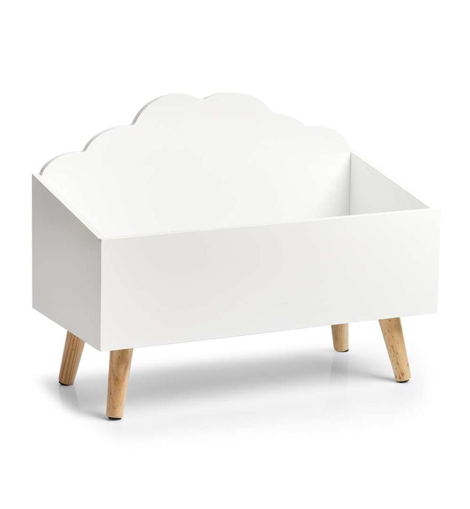 Coffre de rangement pour enfants Wolke, MDF/pin - Blanc